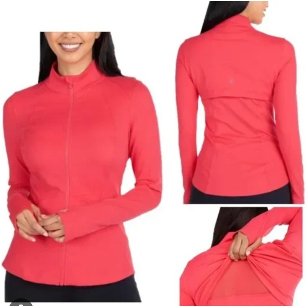Spyder Yoga Jacket Womens Small Coral Pink Thumb Holes Full Zip Fit - Picture 4 of 5